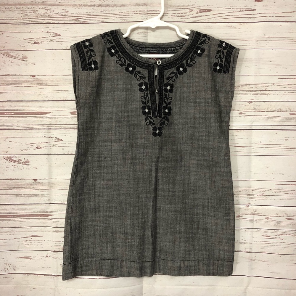 Tea Collection Girls Gray Cotton Dress Sz 5